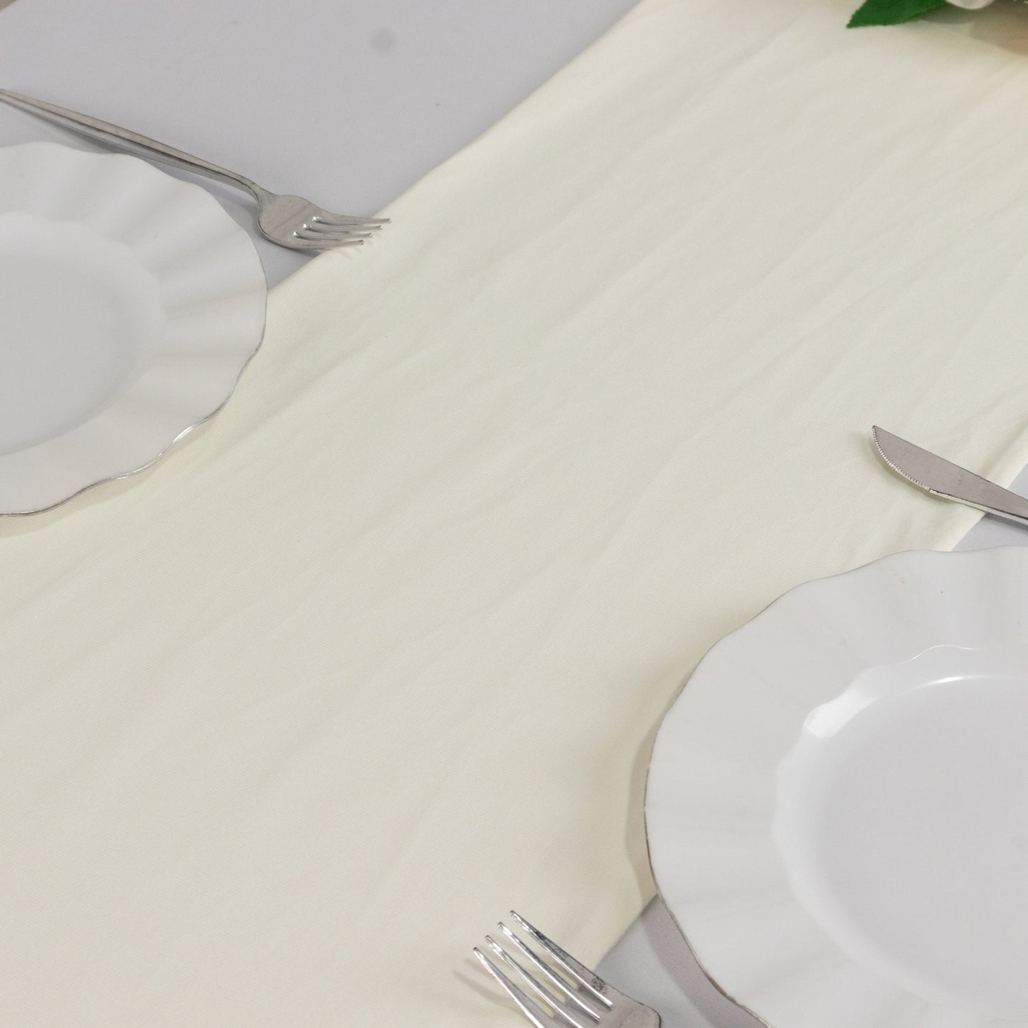 Ivory Scuba Polyester Table Runner, Wrinkle Free Table Linen - 12"x108"