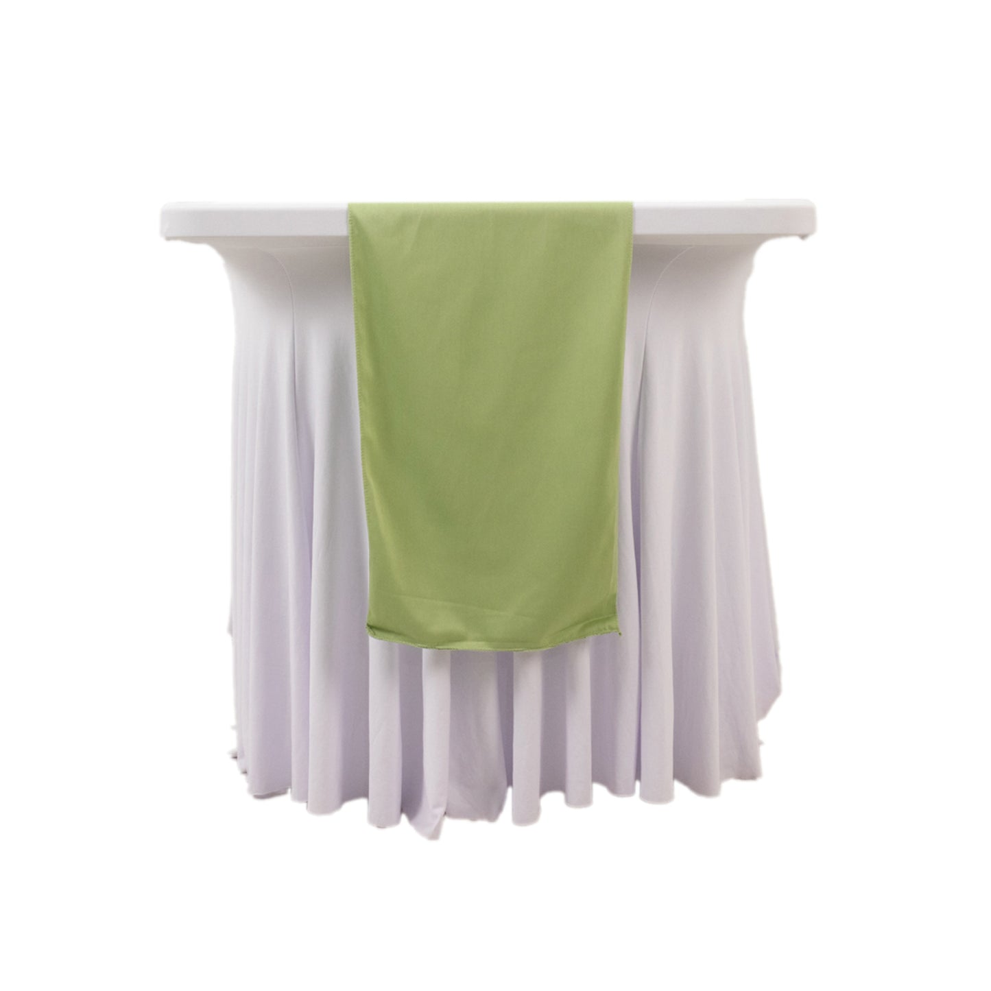 Sage Green Scuba Polyester Table Runner, Wrinkle Free Table Linen - 12"x108"