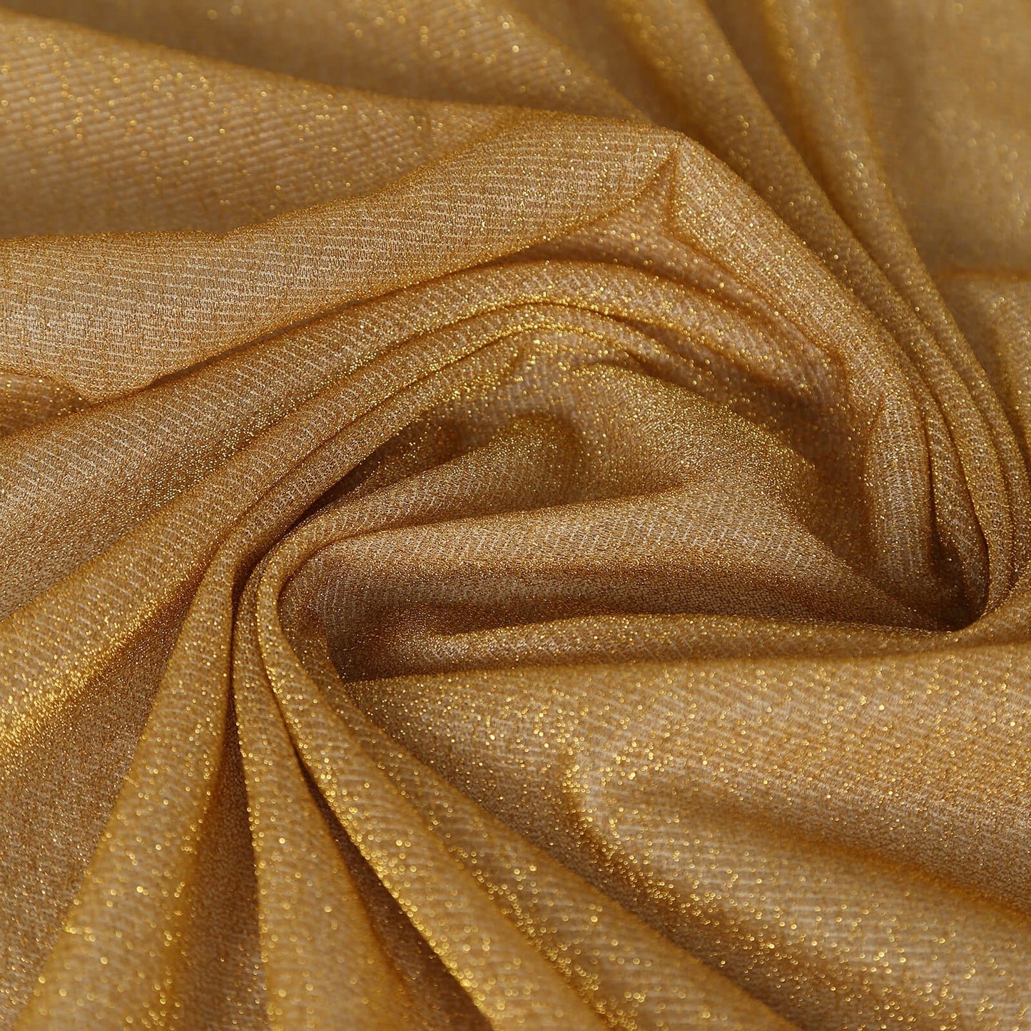 Gold sparkling glitter sheer table runner, 27"x120", wrinkle-free design.