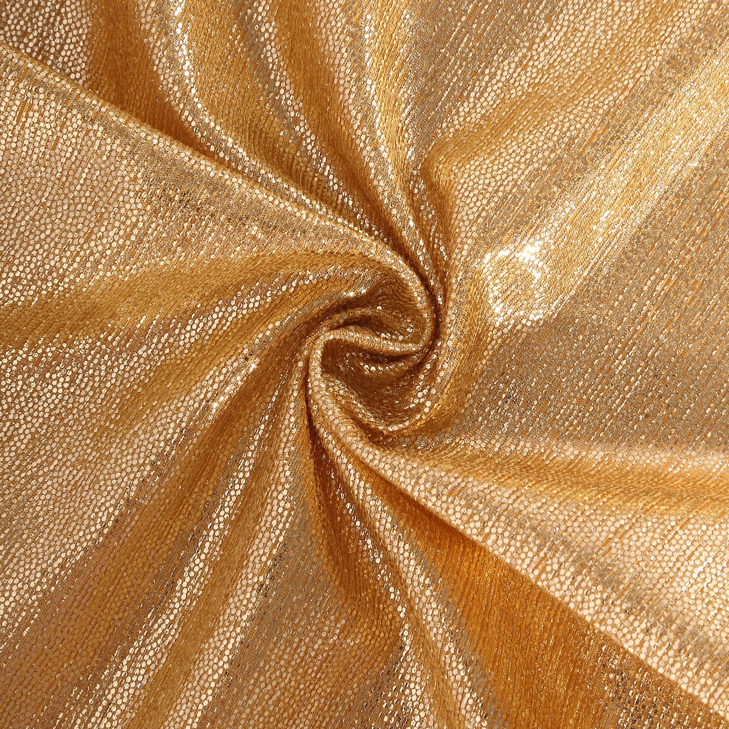 Gold shimmer sequin dots table runner, wrinkle-free glitter finish.