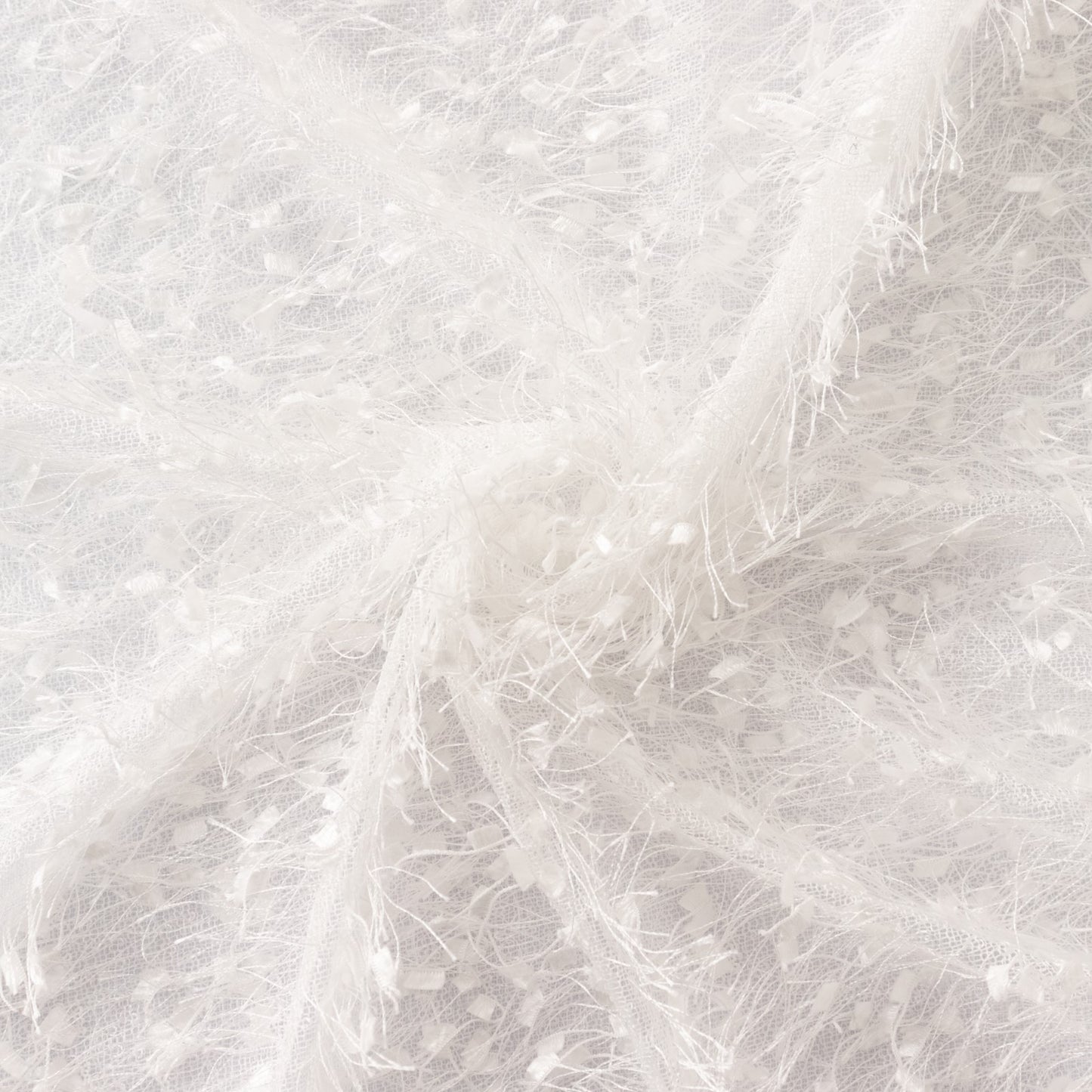 White shag minky polyester table runner, 12"x108".