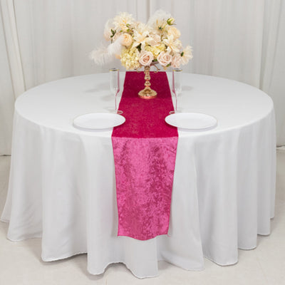 Fuchsia Premium Crushed Velvet Table Runner 190GSM – 12"x108" Fuchsia Premium Crushed Velvet Table Runner 190GSM – 12"x108"