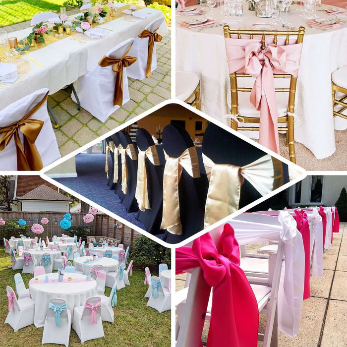 5 Pack | Nude Satin Chair Sashes | 6"x106"