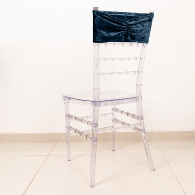 Ruffled Navy Blue Velvet Chair Sashes for a Dramatic Effect Ruffled Navy Blue Velvet Chair Sashes for a Dramatic Effect