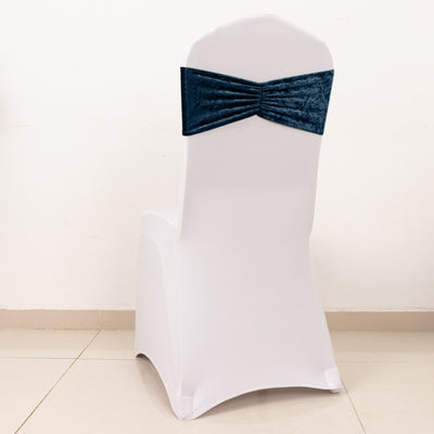 Navy Blue Premium Crushed Velvet Ruffle Chair Sashes Navy Blue Premium Crushed Velvet Ruffle Chair Sashes