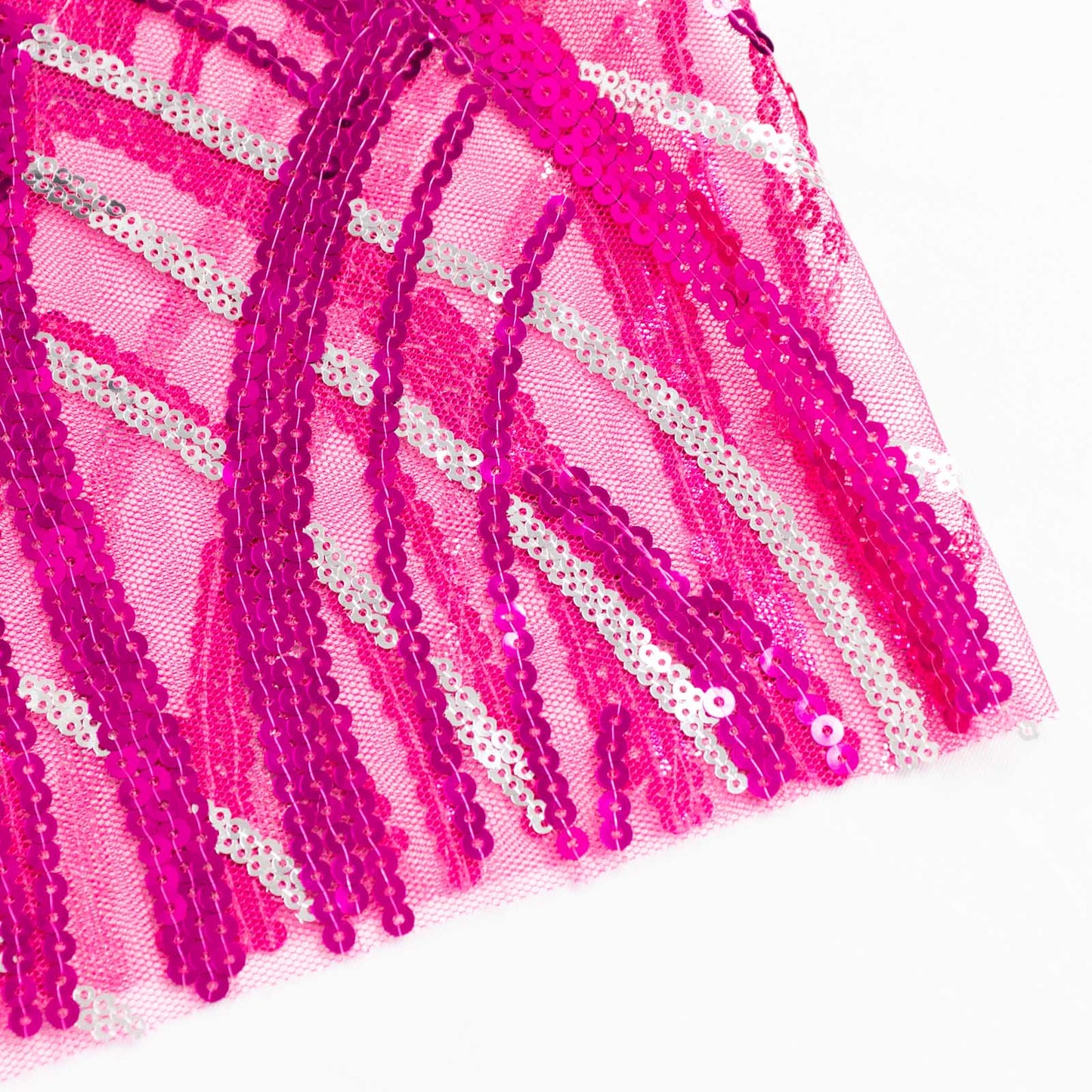 5 Pack Fuchsia Silver Wave Chair Sash Bands With Embroidered Sequins