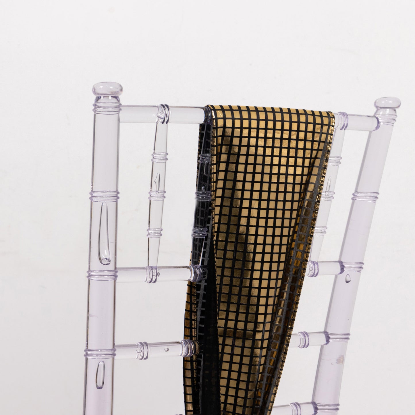 5 Pack Shiny Black Gold Foil Chair Sashes Disco Mirror Ball Theme Polyester Chair Sashes - 6"x108"