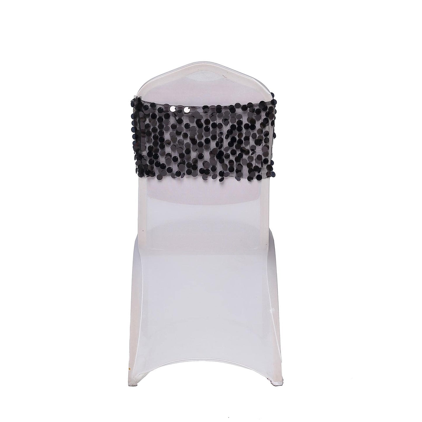 5 pack - Black - Big Payette Sequin Round Chair Sashes