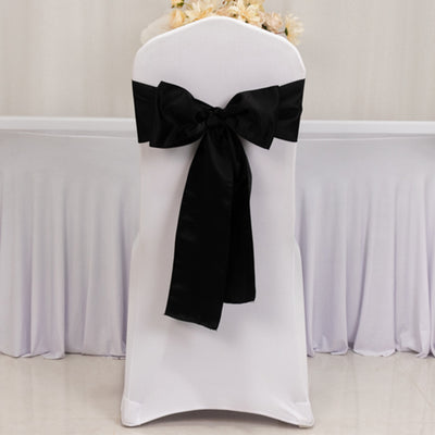 Luxurious Black Lamour Satin Chair Sashes Luxurious Black Lamour Satin Chair Sashes