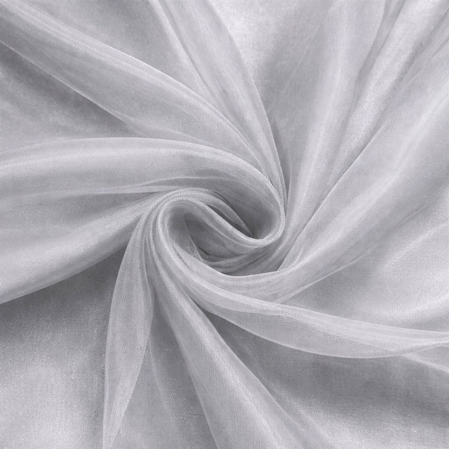 Silver organza chair sashes, 6"x108", perfect for weddings and events.