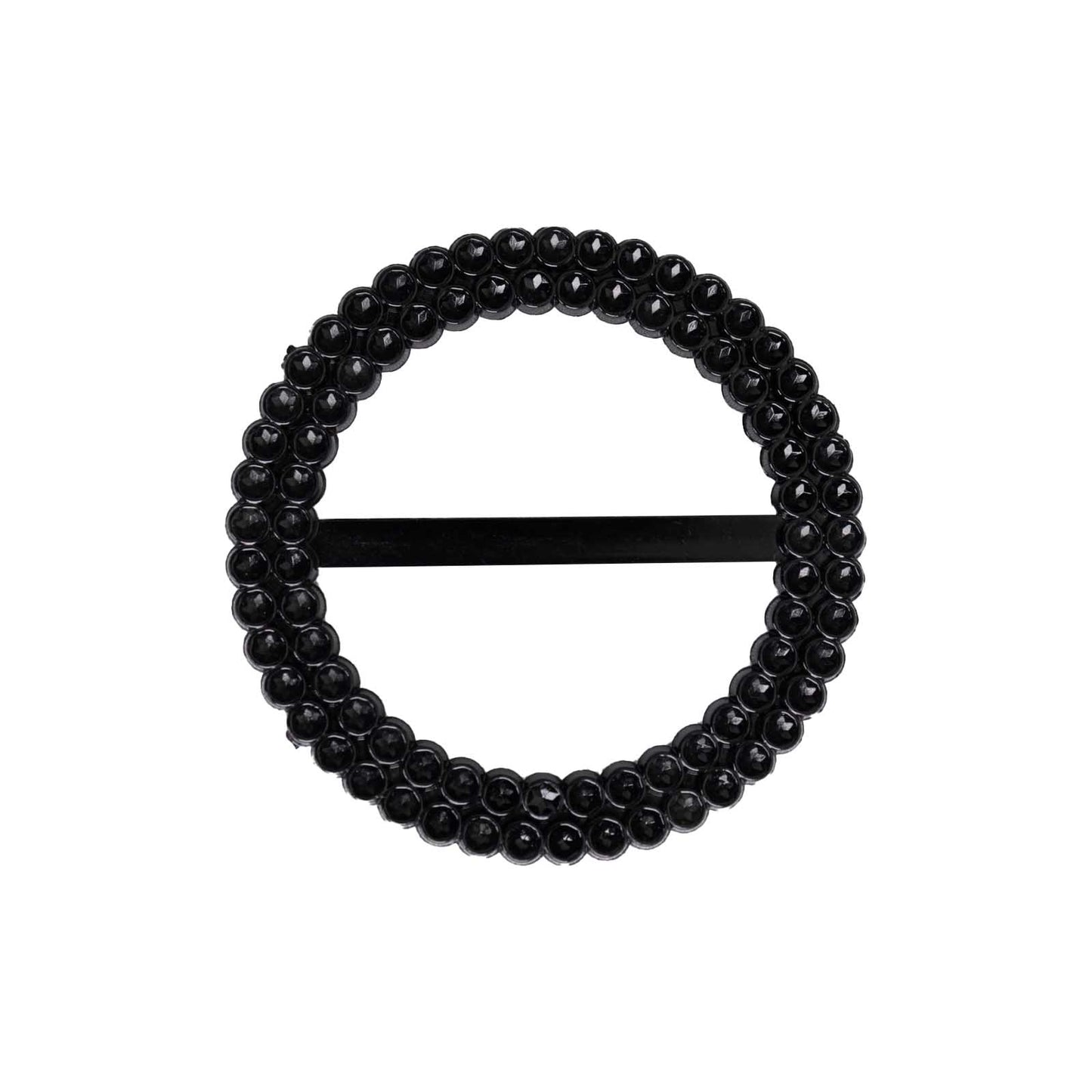 Black diamond circle napkin ring pin brooch with rhinestones.