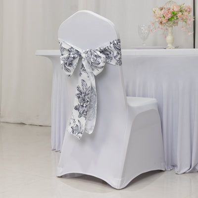 Elegant White & Black French Toile Chair Sashes Elegant White & Black French Toile Chair Sashes