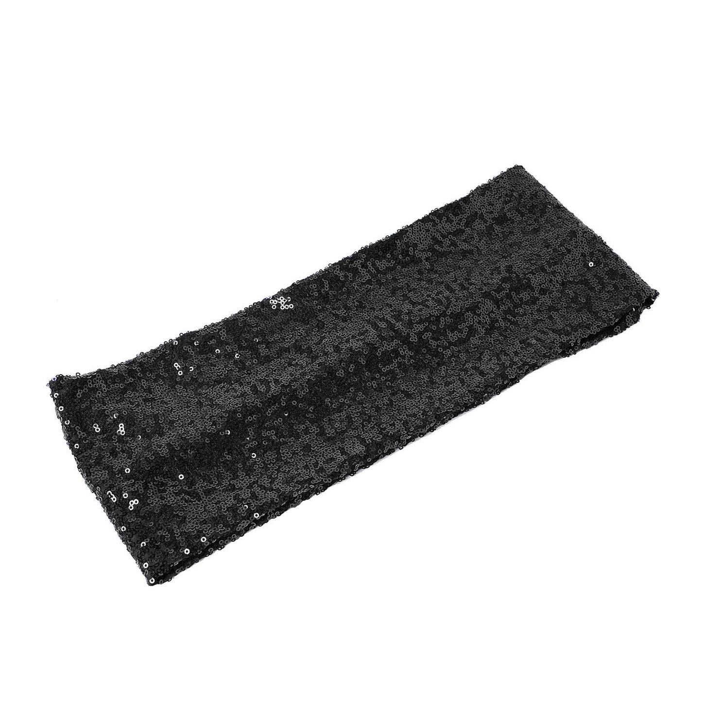 5 pack | 6x15 Black Sequin Spandex Chair Sash