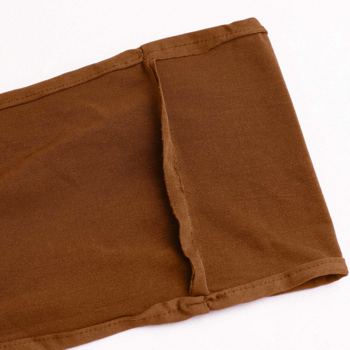 Cinnamon brown spandex chair sash with gold diamond buckle.
