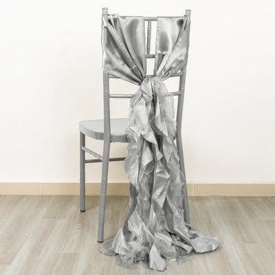 Timeless Elegance of Silver Curly Willow Chair Sashes Timeless Elegance of Silver Curly Willow Chair Sashes