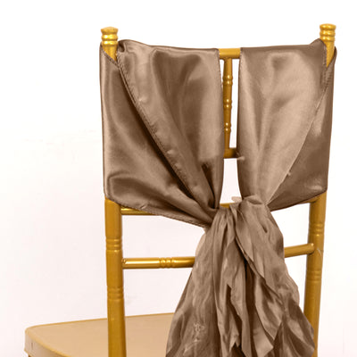 Versatility of Taupe Curly Willow Chiffon Satin Chair Sashes Versatility of Taupe Curly Willow Chiffon Satin Chair Sashes