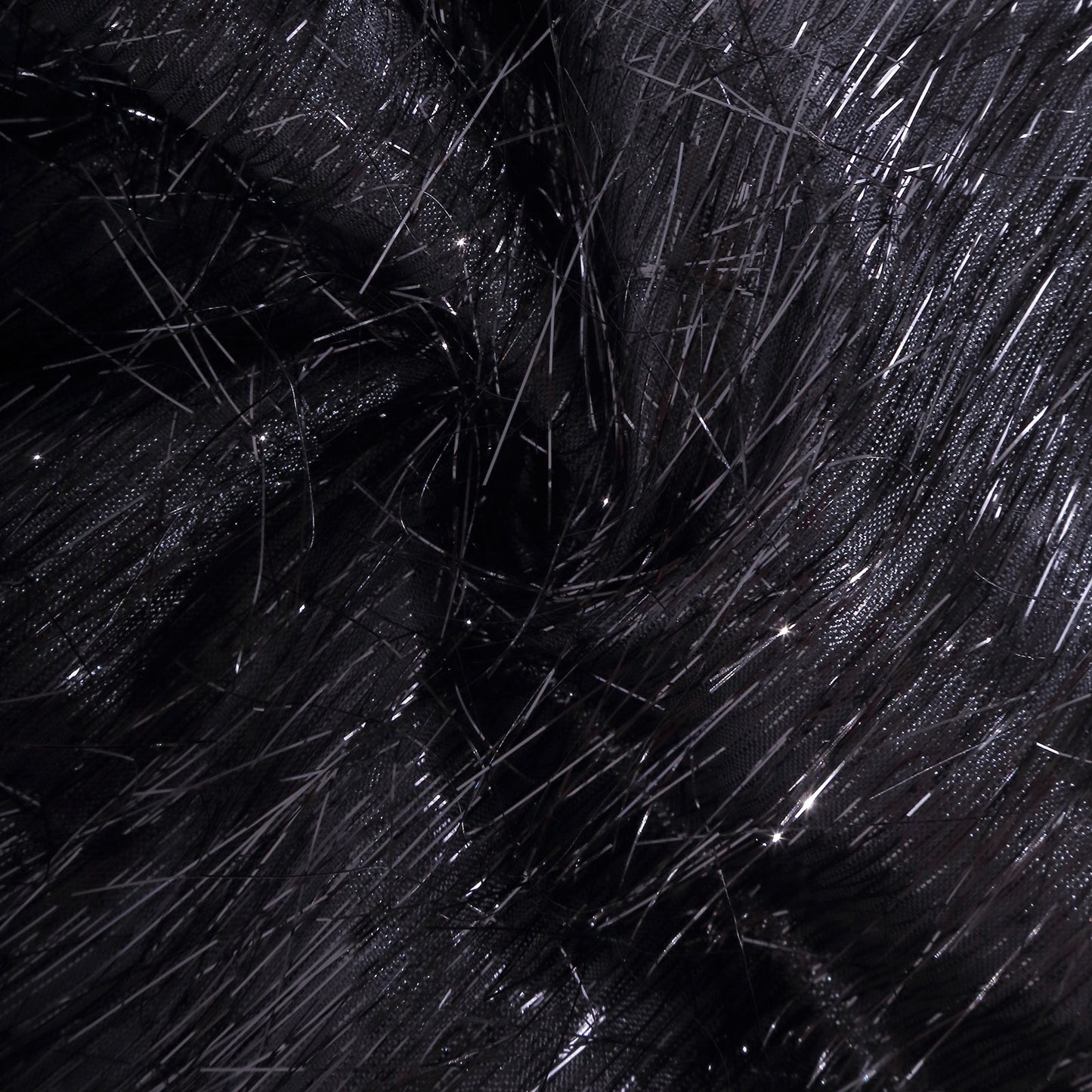 5 Pack Black Metallic Fringe Shag Tinsel Chair Sashes, Shimmery Polyester Chair Sashes - 6"x108"