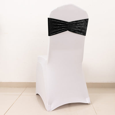 Black Premium Crushed Velvet Ruffle Chair Sashes Black Premium Crushed Velvet Ruffle Chair Sashes