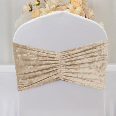 Beige Crushed Velvet Chair Bands Beige Crushed Velvet Chair Bands