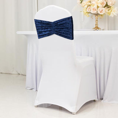 Navy Blue Crushed Velvet Chair Sashes Navy Blue Crushed Velvet Chair Sashes