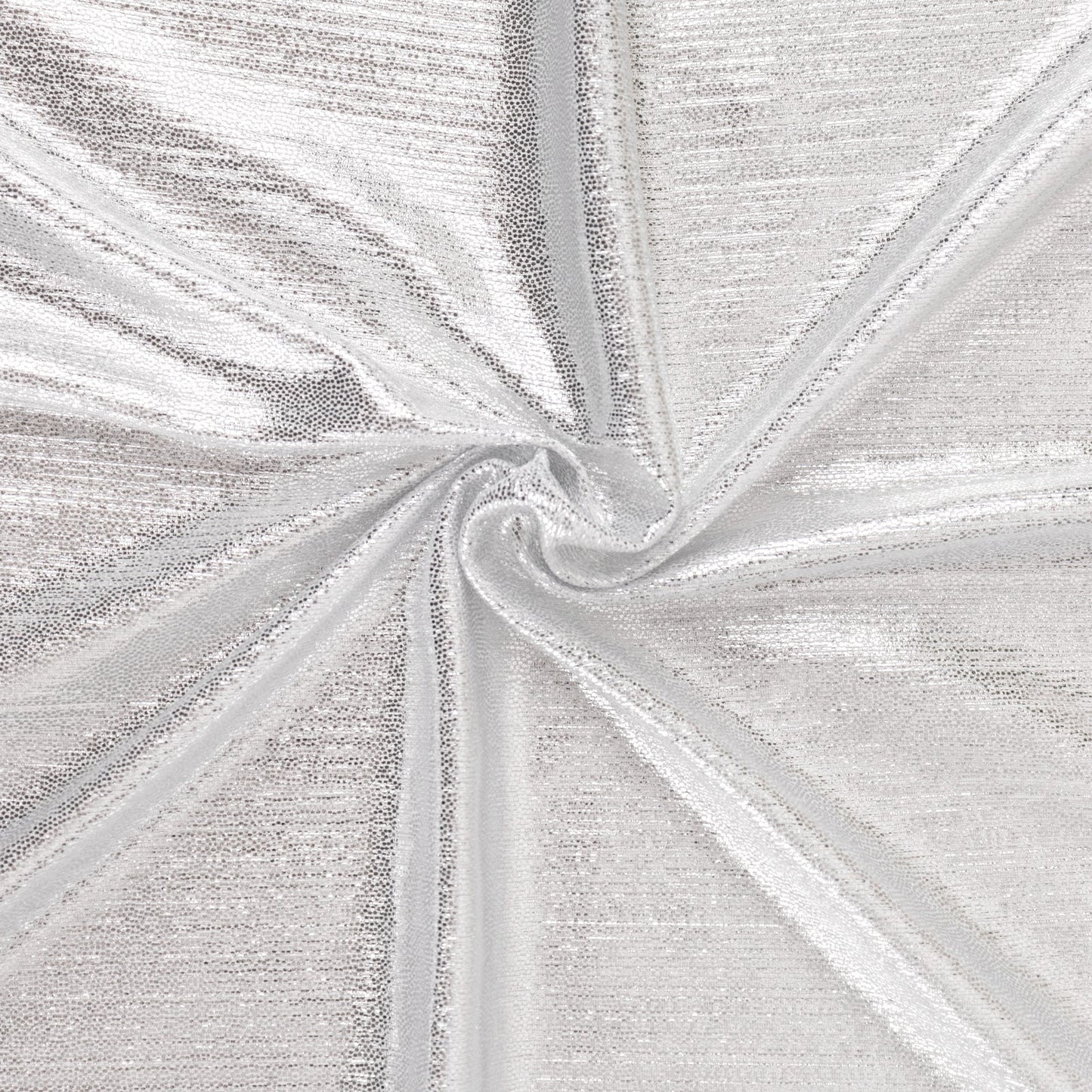 Silver shimmer sequin dots table overlay, 72"x72", wrinkle-free sparkle topper.