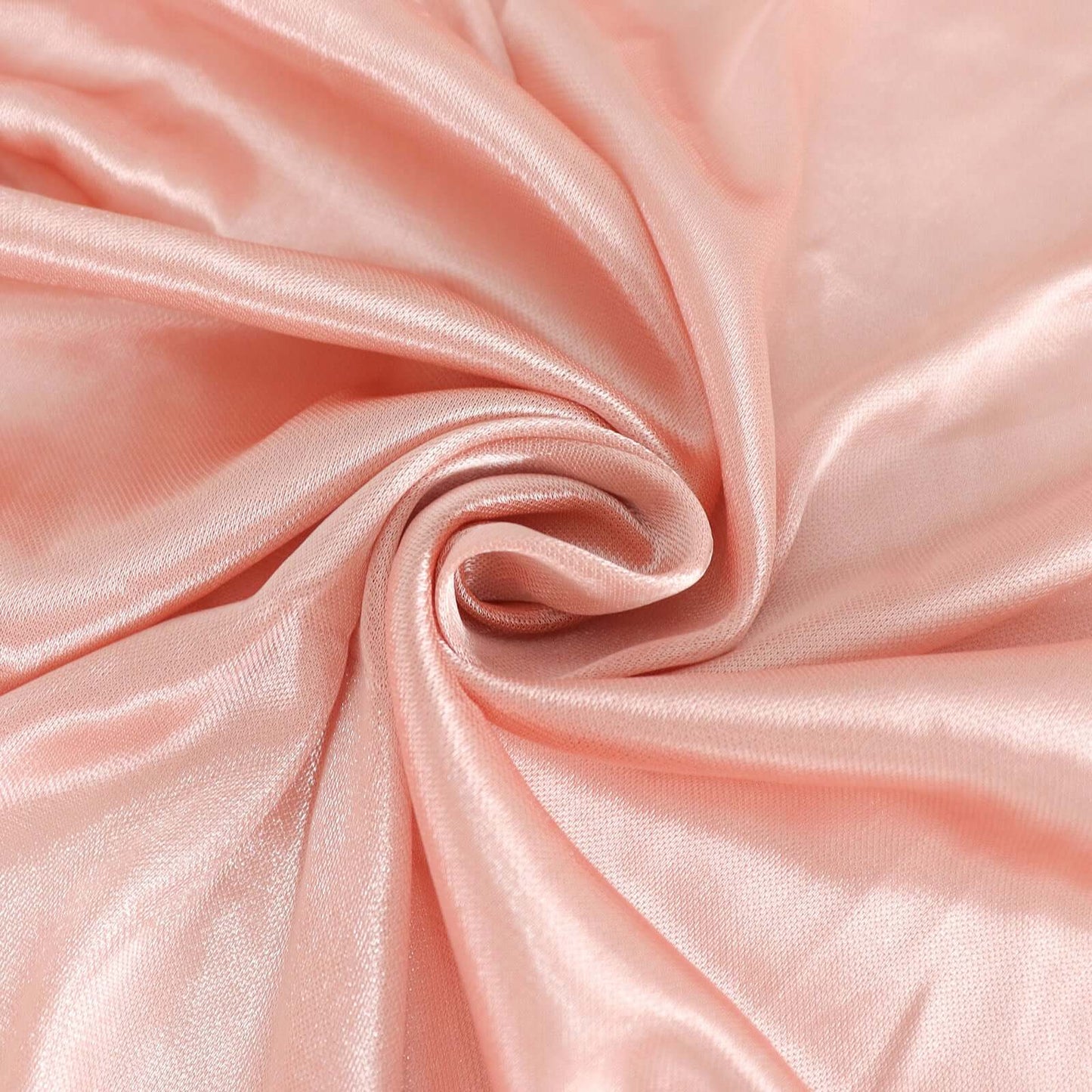 Dusty rose pleated satin table skirt draped elegantly.