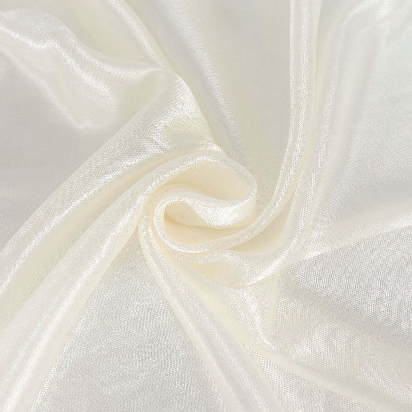 Ivory pleated satin table skirt fabric close-up