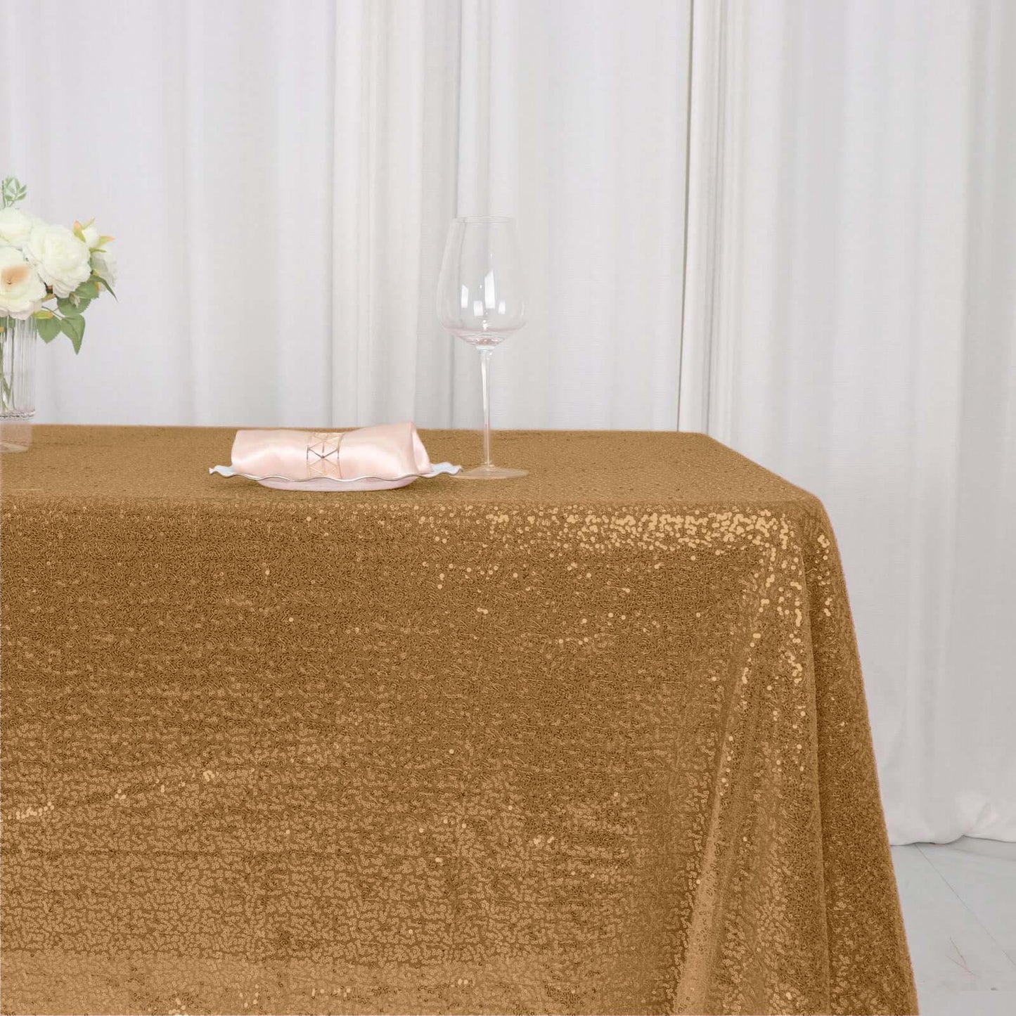 60"x126" Gold Sequin Rectangle Tablecloth