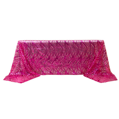 Captivating Sparkle with Fuchsia Silver Wave Mesh Tablecloth Captivating Sparkle with Fuchsia Silver Wave Mesh Tablecloth