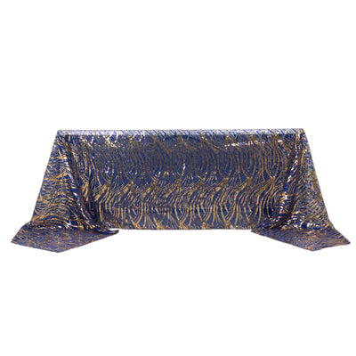 Opulent Design of the Royal Blue Gold Wave Tablecloth Opulent Design of the Royal Blue Gold Wave Tablecloth