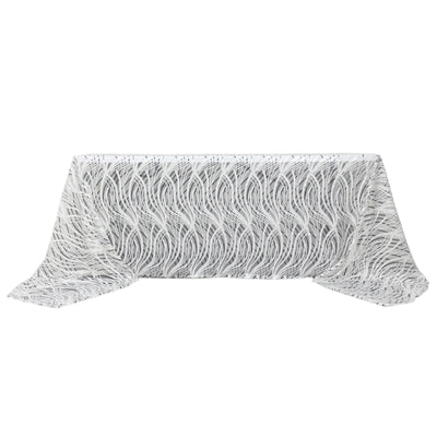 Opulent Design of the White Black Wave Mesh Tablecloth Opulent Design of the White Black Wave Mesh Tablecloth