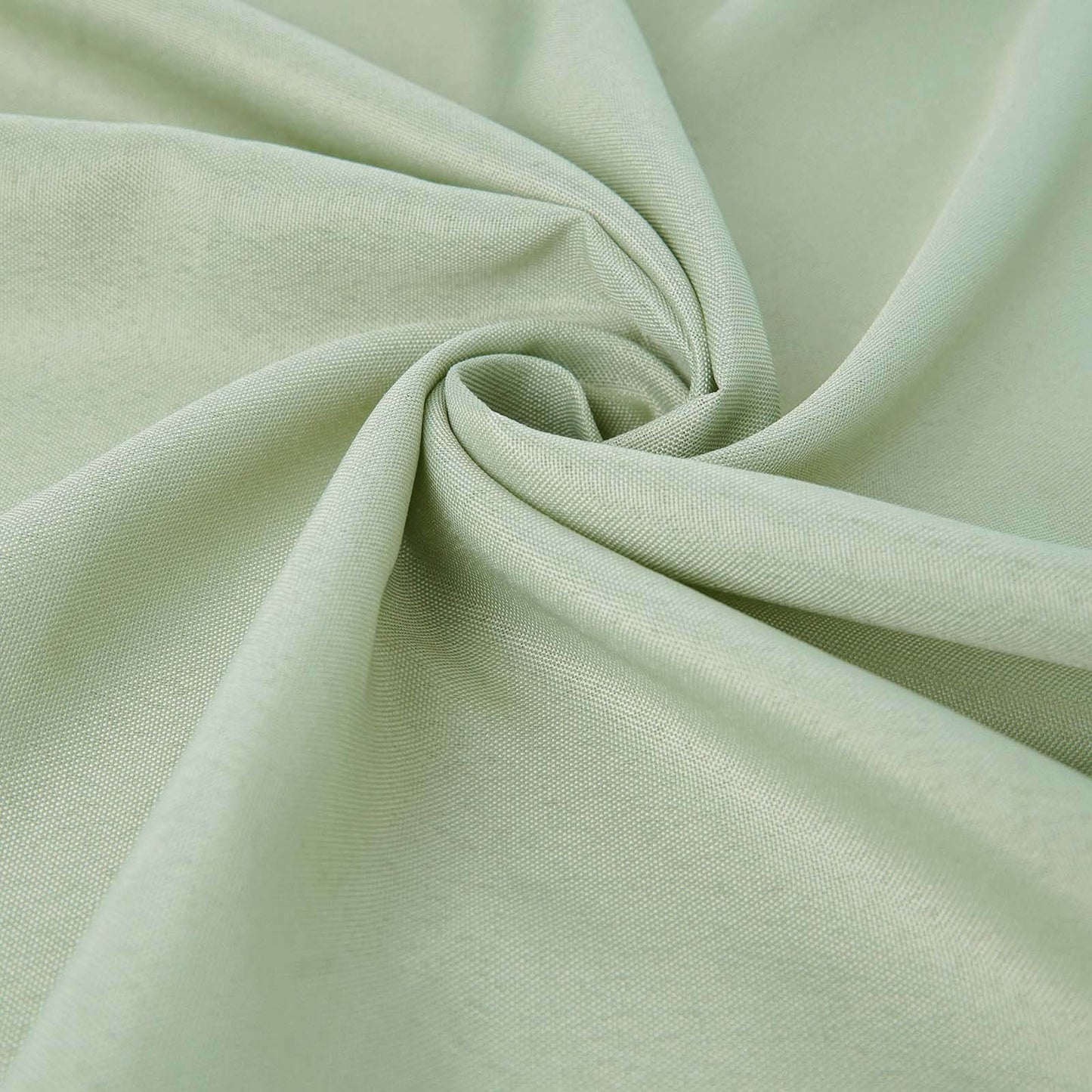 Sage green seamless polyester round tablecloth fabric close-up.