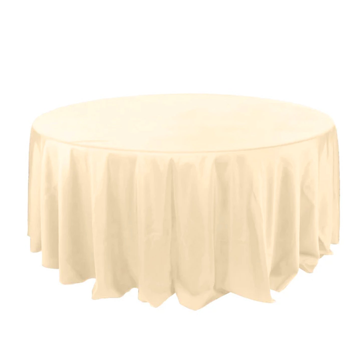 Beige Seamless Polyester Round Tablecloth 132 Inch