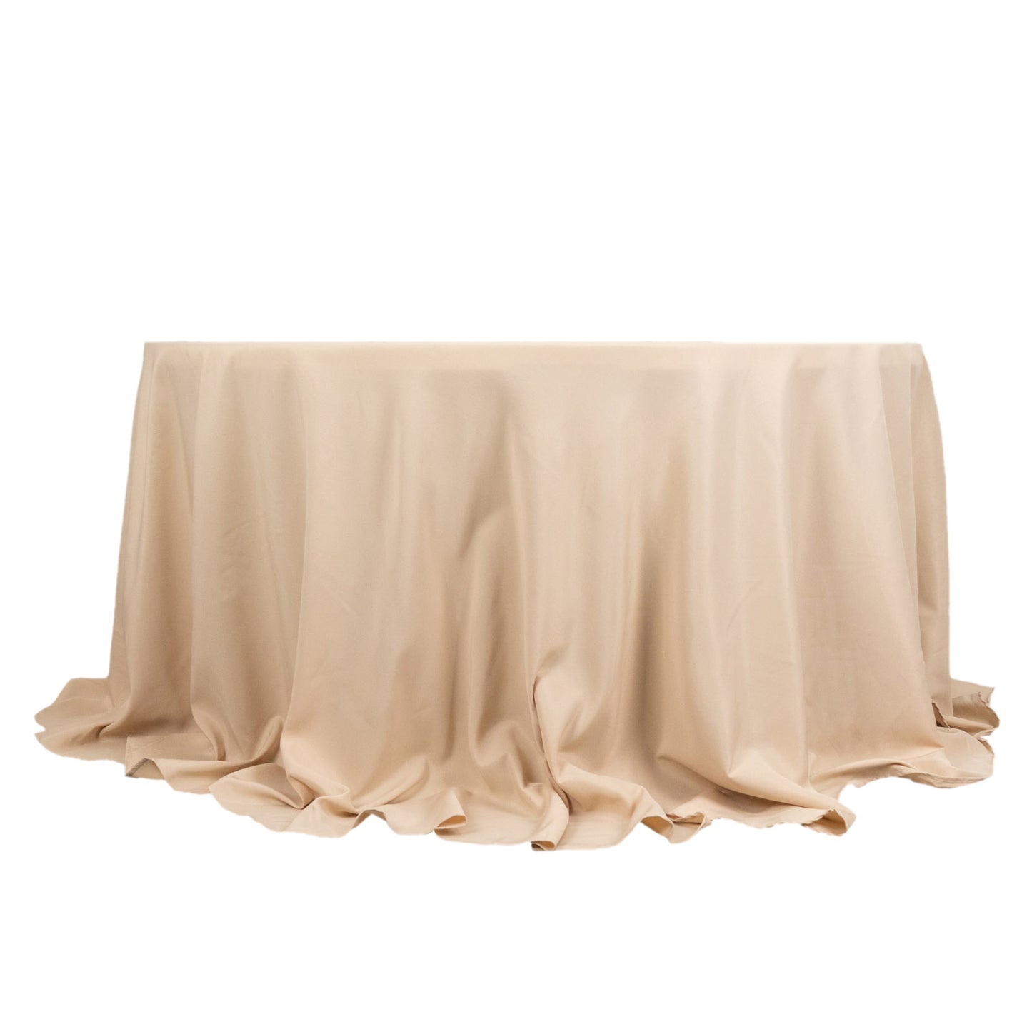 132" Beige Seamless Premium Polyester Round Tablecloth - 220GSM