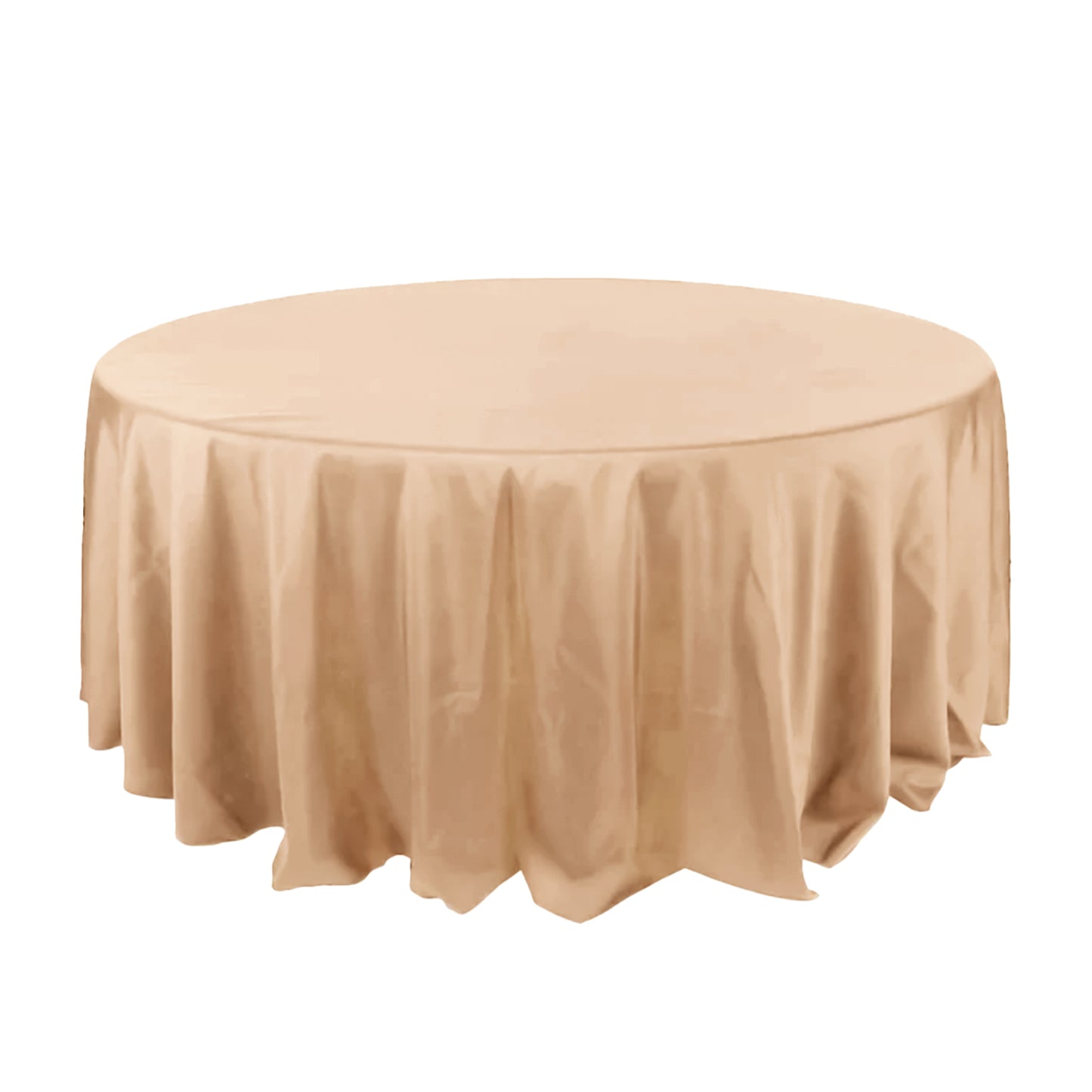 132 Inch Seamless Nude Polyester Round Tablecloth