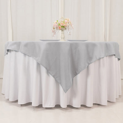 Seamless Silver Premium Polyester Square Table Overlay Seamless Silver Premium Polyester Square Table Overlay