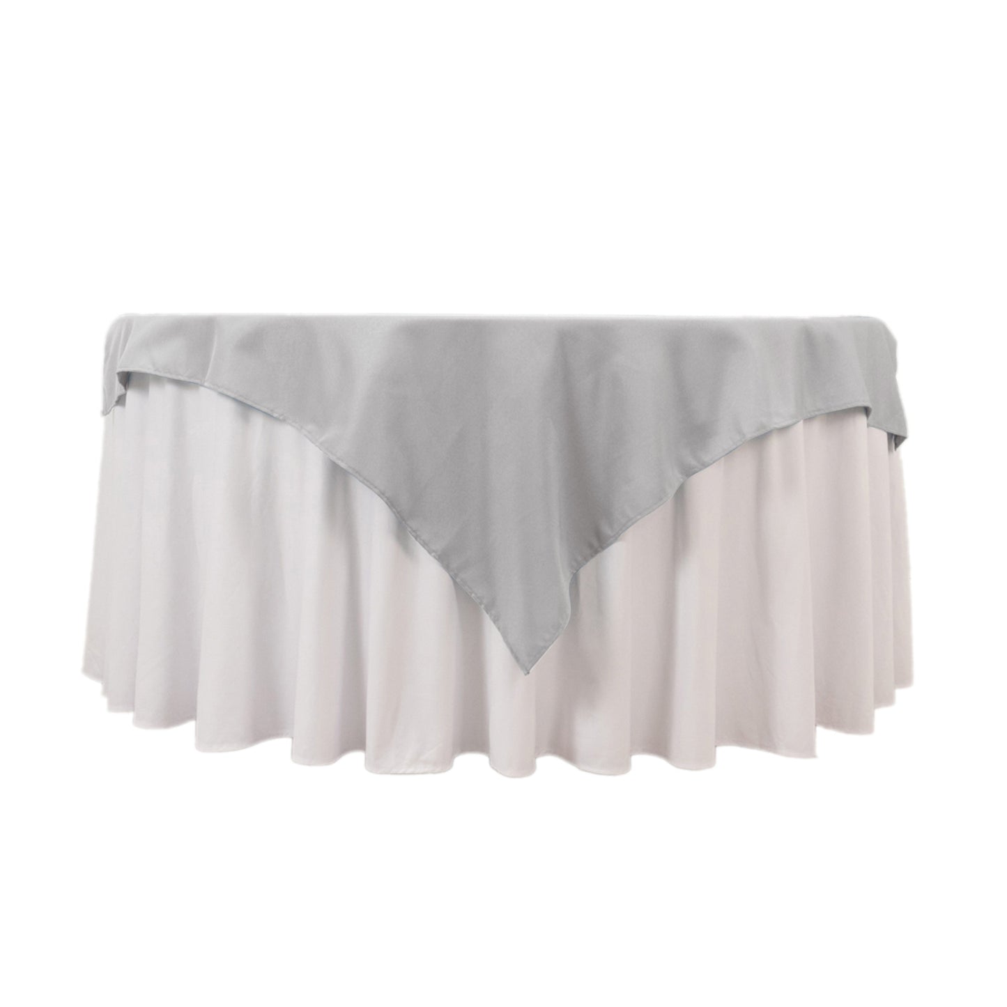 54"x54" Silver Premium Polyester Square Table Overlay - 220GSM