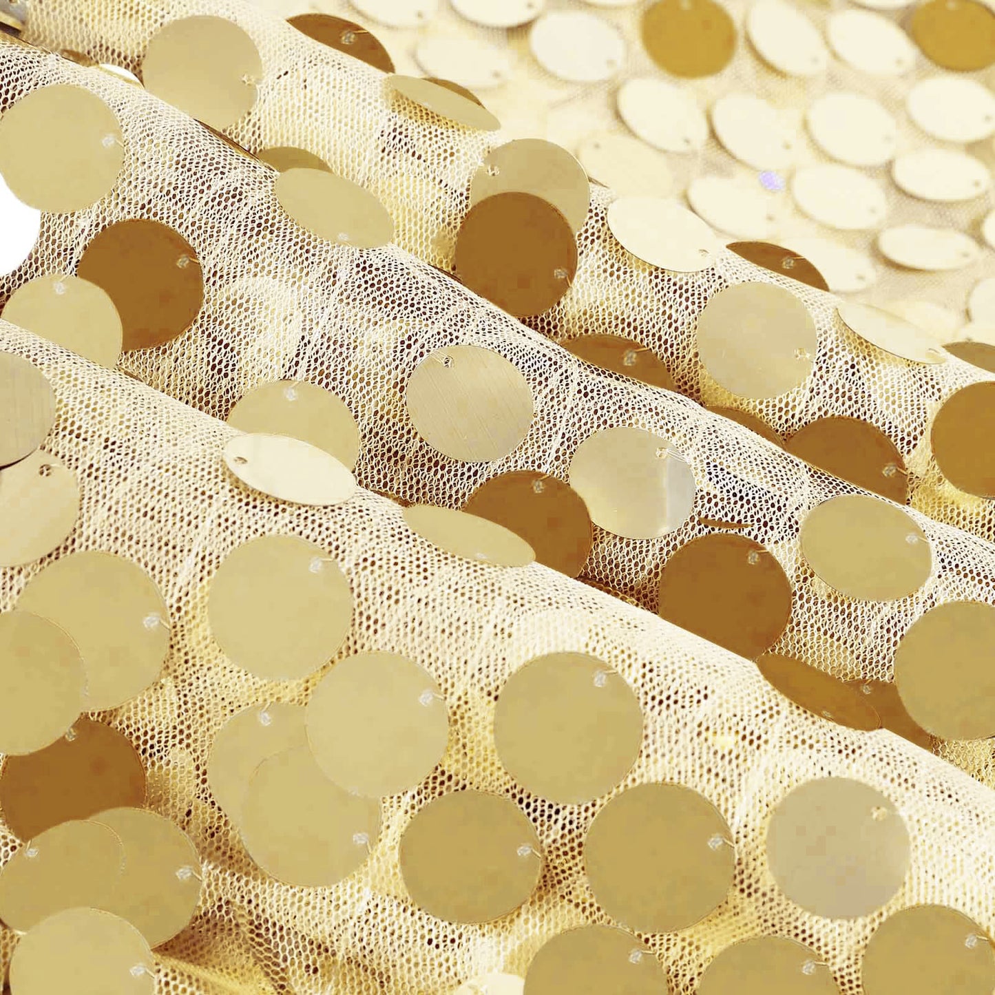 120 inches Big Payette Champagne Sequin Round Tablecloth Premium Collection#whtbkgd