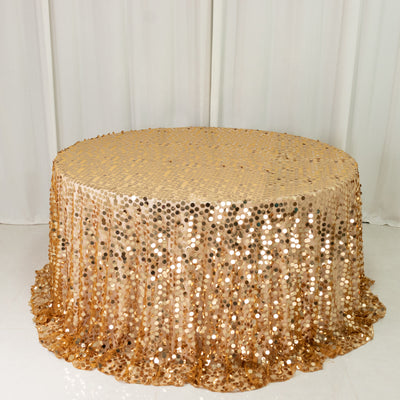 Gold Big Payette Sequin Round Tablecloth Gold Big Payette Sequin Round Tablecloth