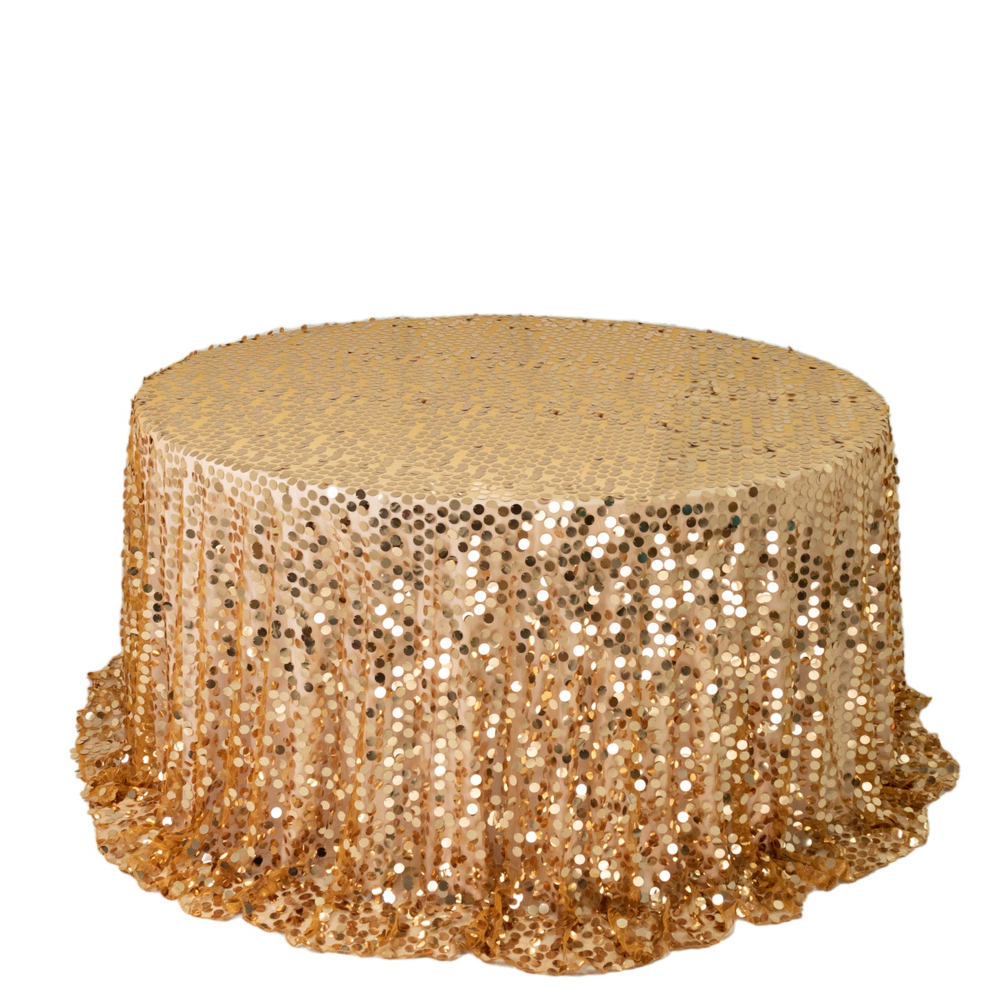 Sequin 132" Round Tablecloth Gold - Big Payette Table Cover
