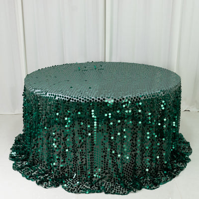 Hunter Emerald Green Big Payette Sequin Round Tablecloth Hunter Emerald Green Big Payette Sequin Round Tablecloth
