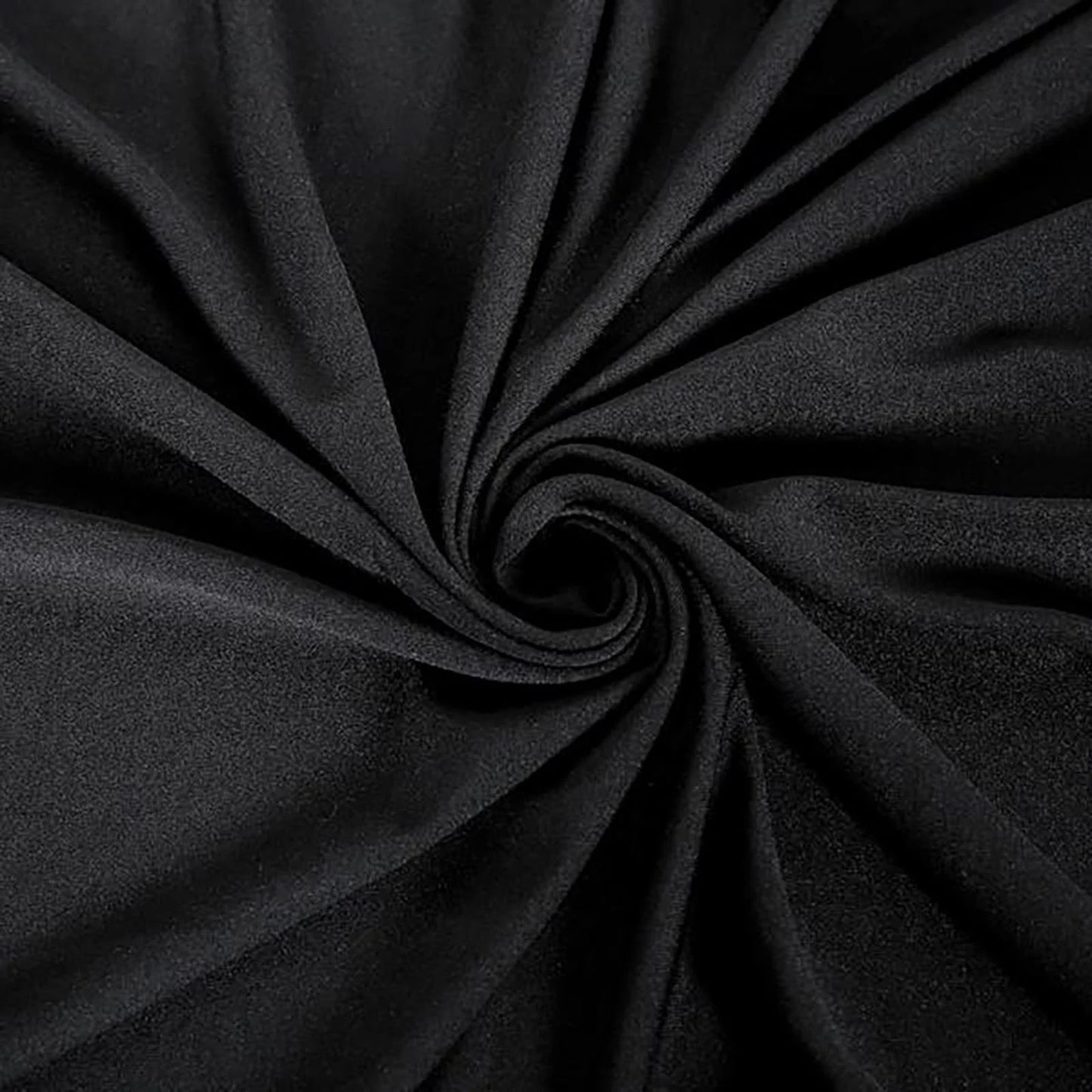 Black seamless polyester tablecloth with rounded corners, 90"x156".