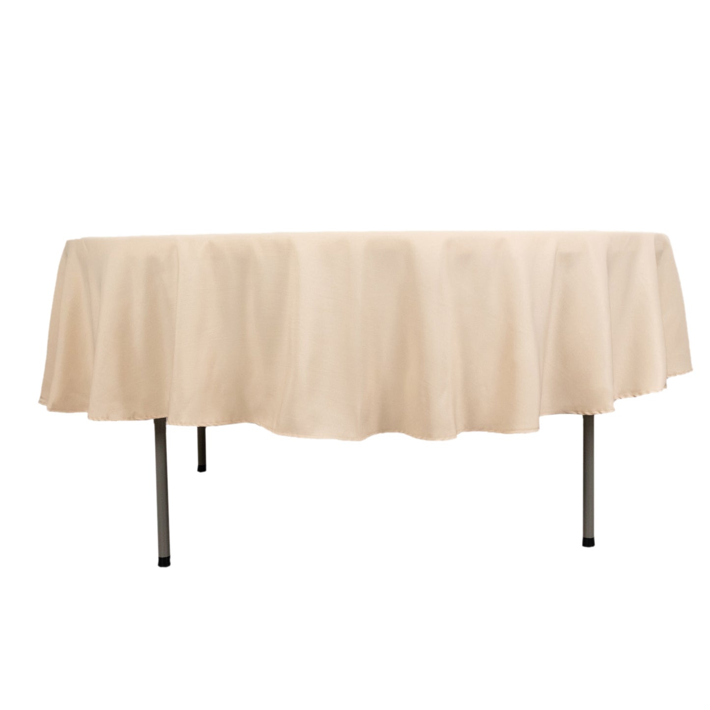 90" Beige Premium Polyester Round Tablecloth - 220GSM