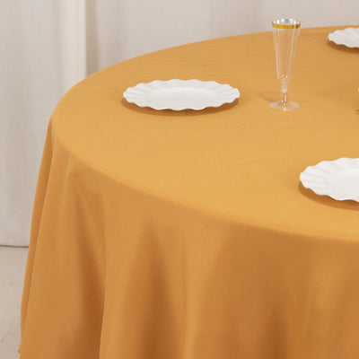 Wrinkle-Resistant Gold Polyester Round Tablecloth Wrinkle-Resistant Gold Polyester Round Tablecloth
