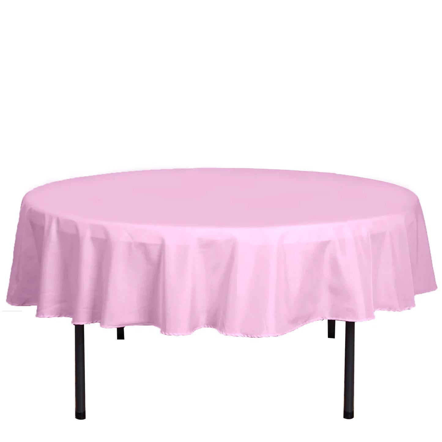 90" Pink Polyester Round Tablecloth