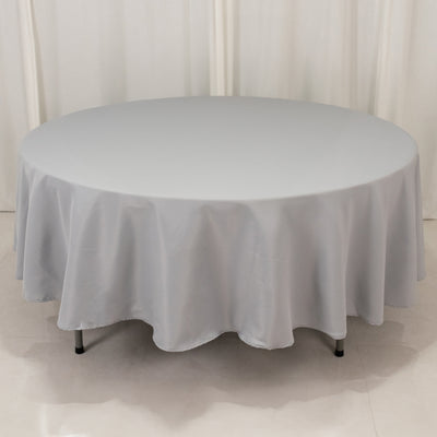 Silver Seamless Premium Polyester Round Tablecloth Silver Seamless Premium Polyester Round Tablecloth