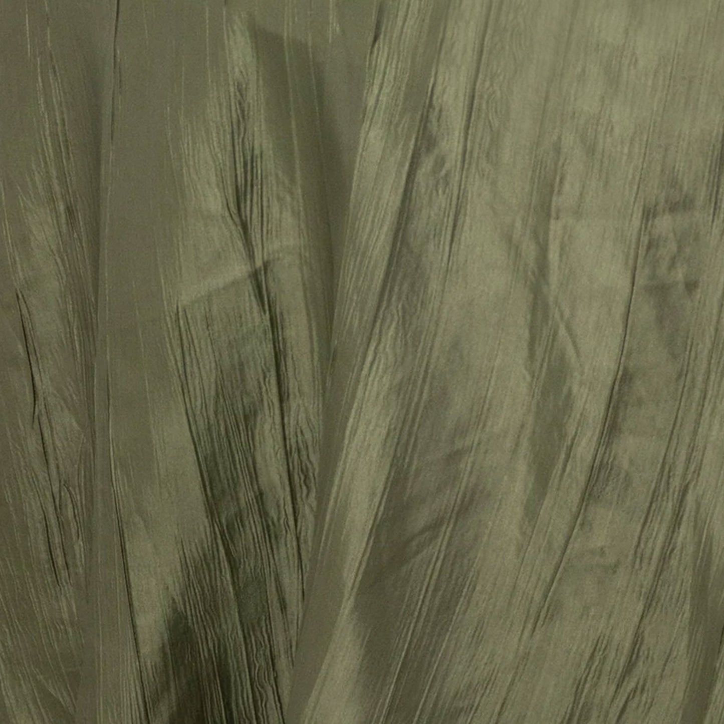 Dusty Sage Green Accordion Crinkle Taffeta Round Tablecloth 132" Seamless for 6 Foot Table With Floor-Length Drop