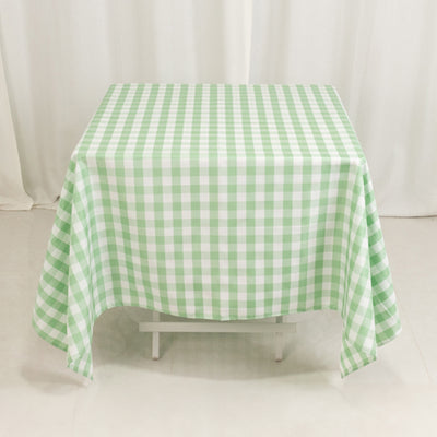 Timeless Elegance with White Sage Green Buffalo Plaid Tablecloth 70"x70" Timeless Elegance with White Sage Green Buffalo Plaid Tablecloth 70"x70"