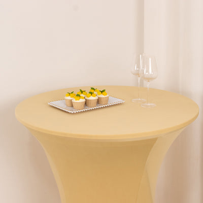 Durable Champagne Spandex High Top Table Cover Durable Champagne Spandex High Top Table Cover