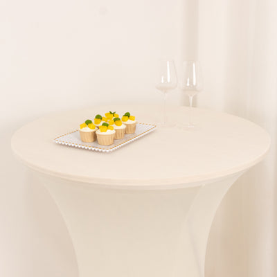Durable Ivory Spandex High Top Table Cover Durable Ivory Spandex High Top Table Cover